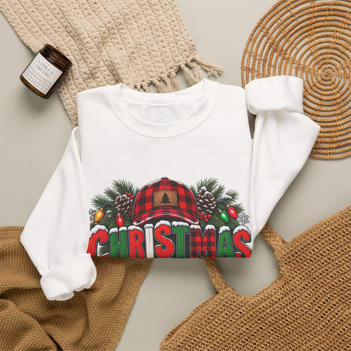 Christmas Crew 2026 Sweatshirt — Holiday Plaid Cabin Pine Wreath Design