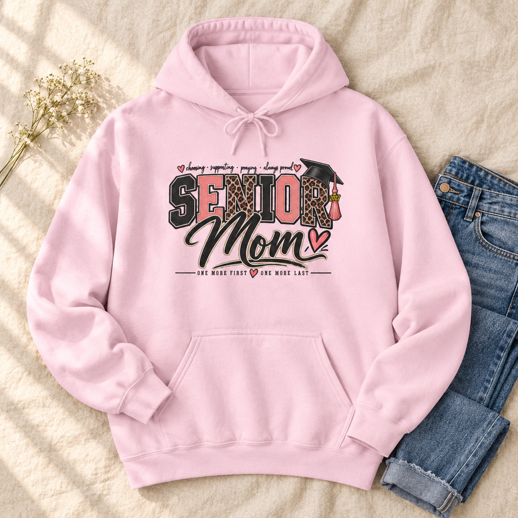 Light Pink Senior Mom hoodie boutique mockup