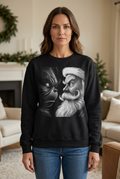 Modeled black holiday crewneck