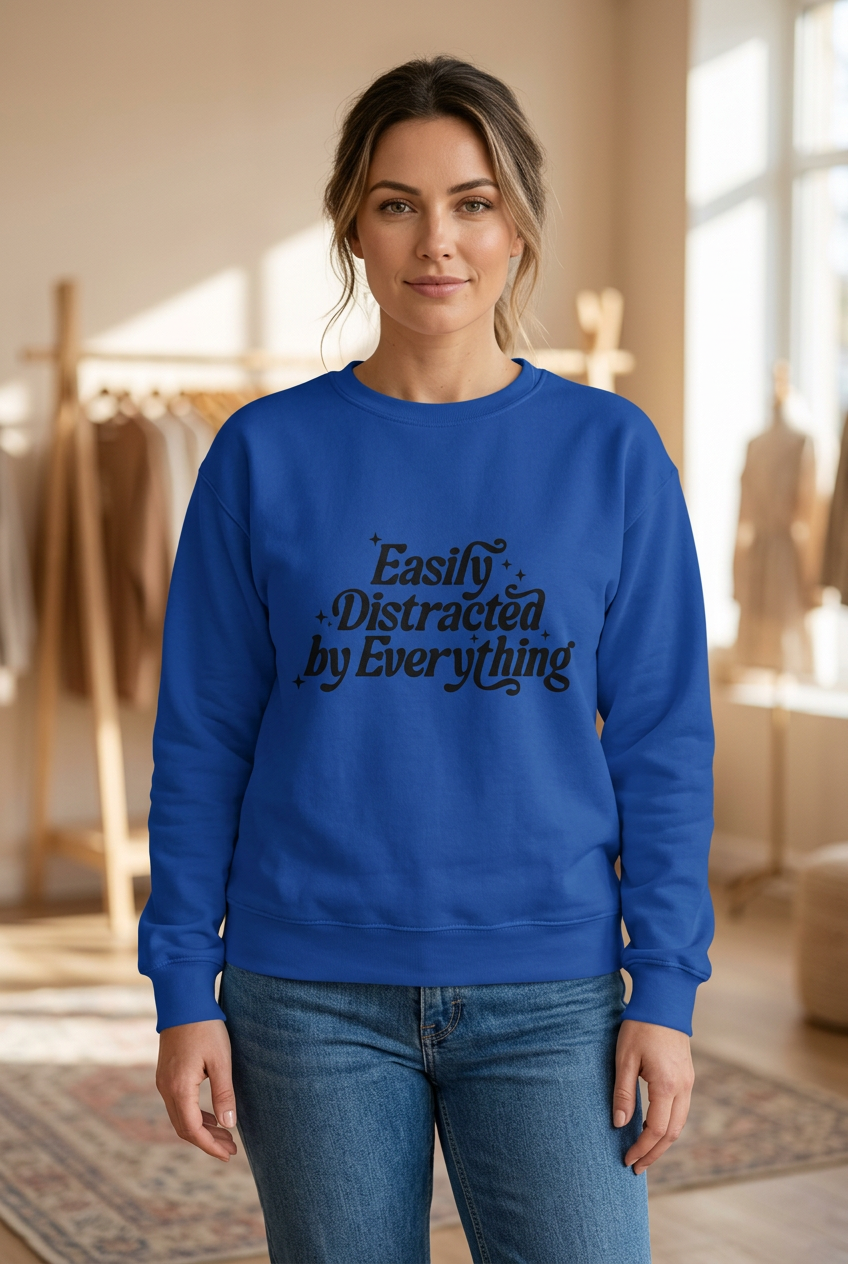 Royal Blue sweatshirt on a woman