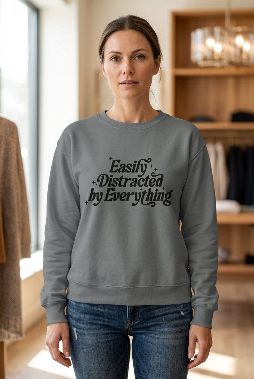 Steel Grey sweatshirt on a woman